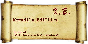 Korsós Bálint névjegykártya