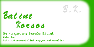 balint korsos business card